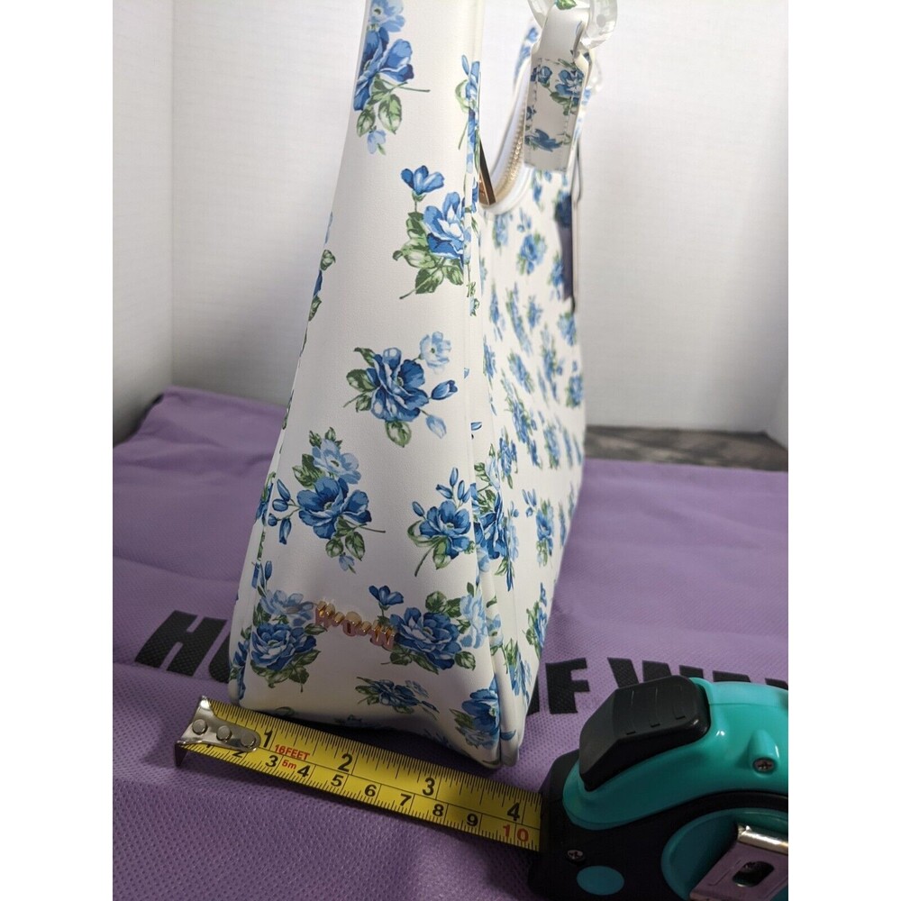 House Of Want Newbie Hobo Shoulder Bag White Blue Floral Vegan Leather NWT - Picture 11 of 12